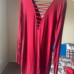 Elegant Red V-Neck Women's bodycon dress